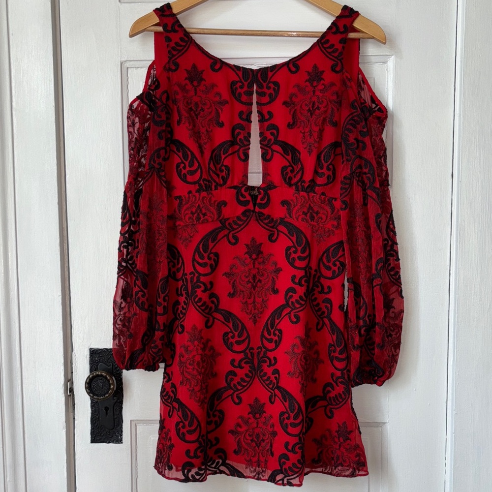 FREE PEOPLE WANT TO WANT ME EMBROIDERED MINI DRESS - Picture 3 of 16